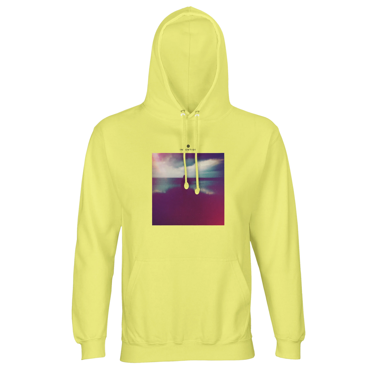 Serenity Indigo Sky Recycled Blend Unisex Hoodie Light Yellow flat front