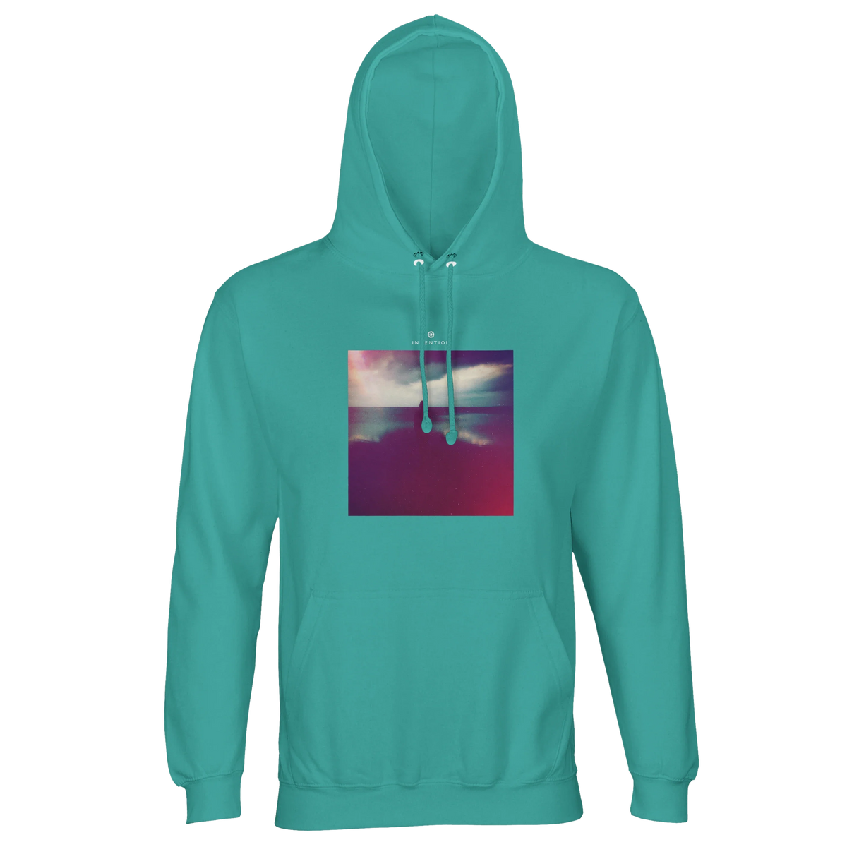 Serenity Indigo Sky Recycled Blend Unisex Hoodie pool blue flat front