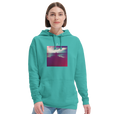 Serenity Indigo Sky Recycled Blend Unisex Hoodie pool blue second model front