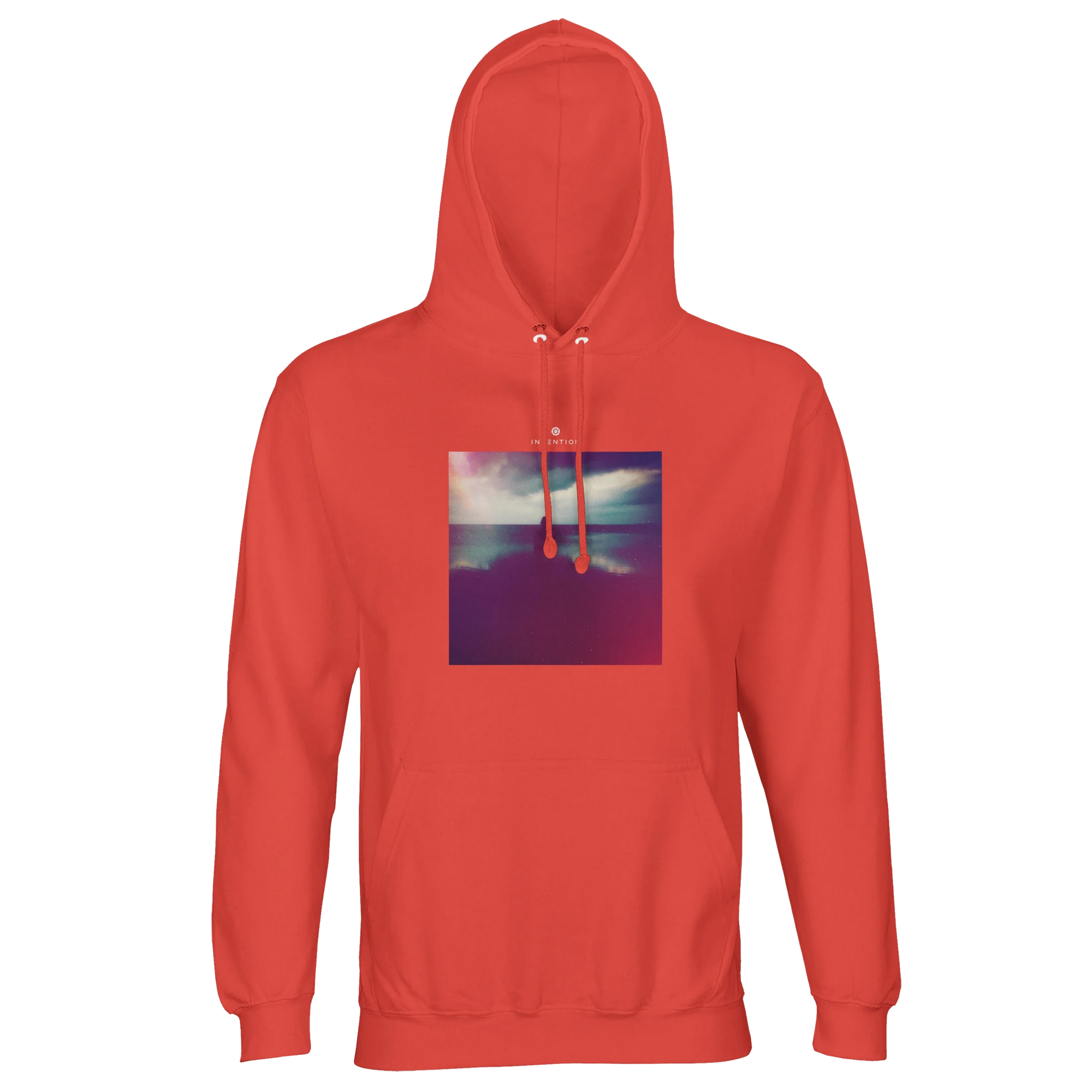 Serenity Indigo Sky Recycled Blend Unisex Hoodie pop orange flat front