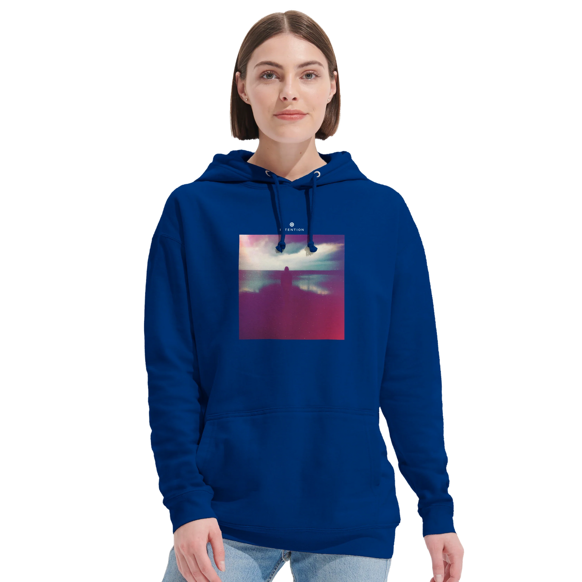 Serenity Indigo Sky Recycled Blend Unisex Hoodie Royal Blue second model front