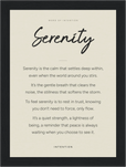 Serenity Word of Intention Framed print 13x18 cm / 5x7″ Black frame Linen paper