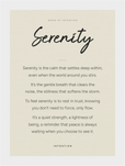 Serenity Word of Intention Framed print 13x18 cm / 5x7″ White frame Linen paper