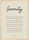 Serenity Word of Intention Framed print 21x29.7 cm / 8x12" Wood frame Linen paper