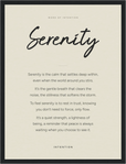 Serenity Word of Intention Framed print 30x40 cm / 12x16″ Black frame Linen paper