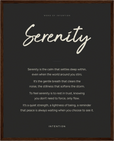 Serenity Word of Intention Framed print 40x50 cm / 16x20″ Dark wood frame Carbon paper