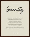 Serenity Word of Intention Framed print 40x50 cm / 16x20″ Dark wood frame Linen paper