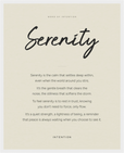 Serenity Word of Intention Framed print 40x50 cm / 16x20″ White frame Linen paper
