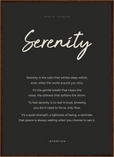Serenity Word of Intention Framed print 50x70 cm / 20x28″ Dark wood frame Carbon paper
