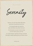 Serenity Word of Intention Framed print 50x70 cm / 20x28″ Wood frame Linen paper