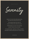 Serenity Word of Intention Framed print 60x80 cm / 24x32″ Wood frame Carbon paper