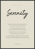 Serenity Word of Intention Framed print A1 (59.4 x 84.1  cm) Black frame Linen paper