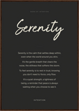 Serenity Word of Intention Framed print A1 (59.4 x 84.1  cm) Dark wood frame Carbon paper
