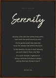 Serenity Word of Intention Framed print A2 (42 x 59.4  cm) Dark wood frame Carbon paper