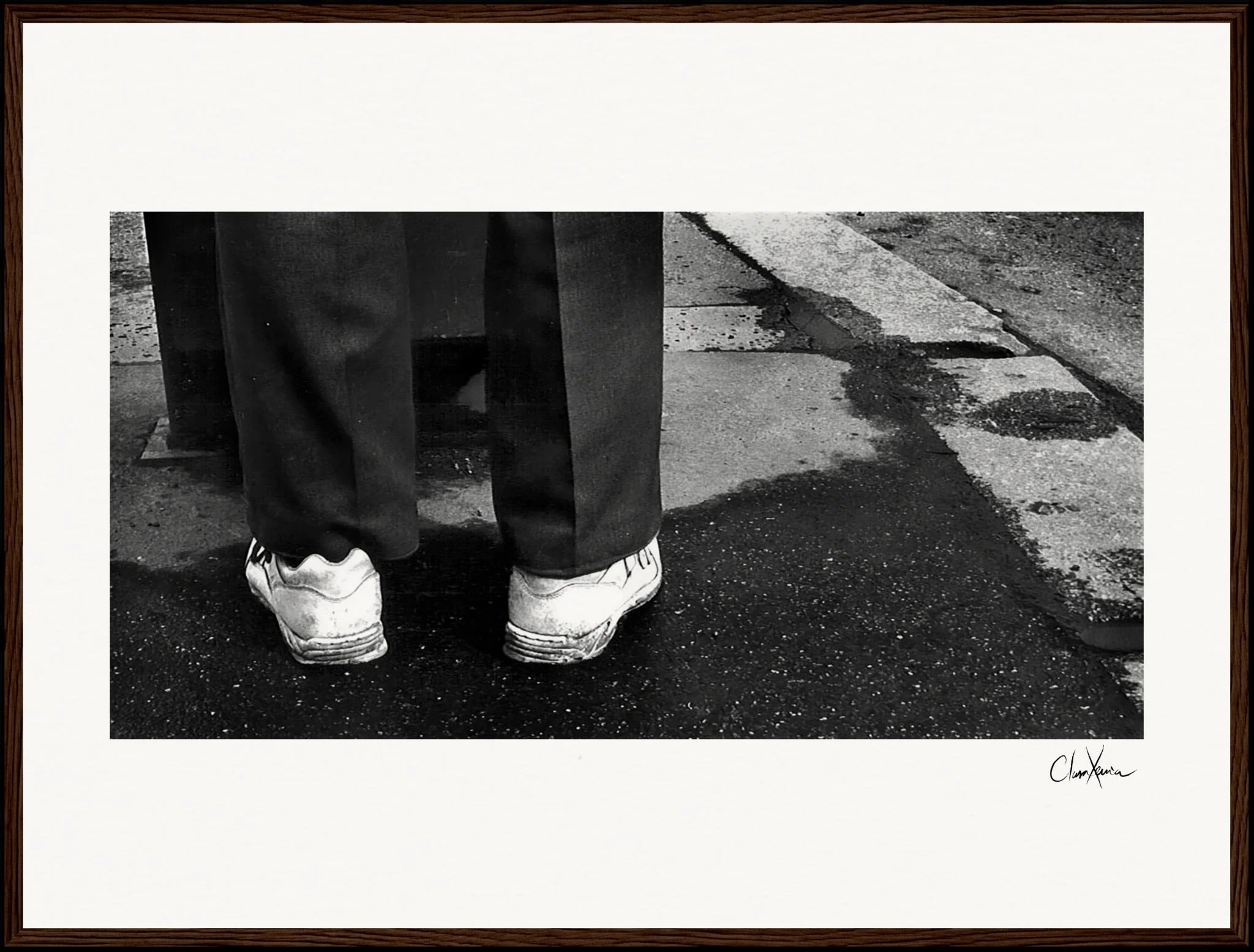This is Where He Stood Framed print 50x70 cm / 20x28″ Dark wood frame