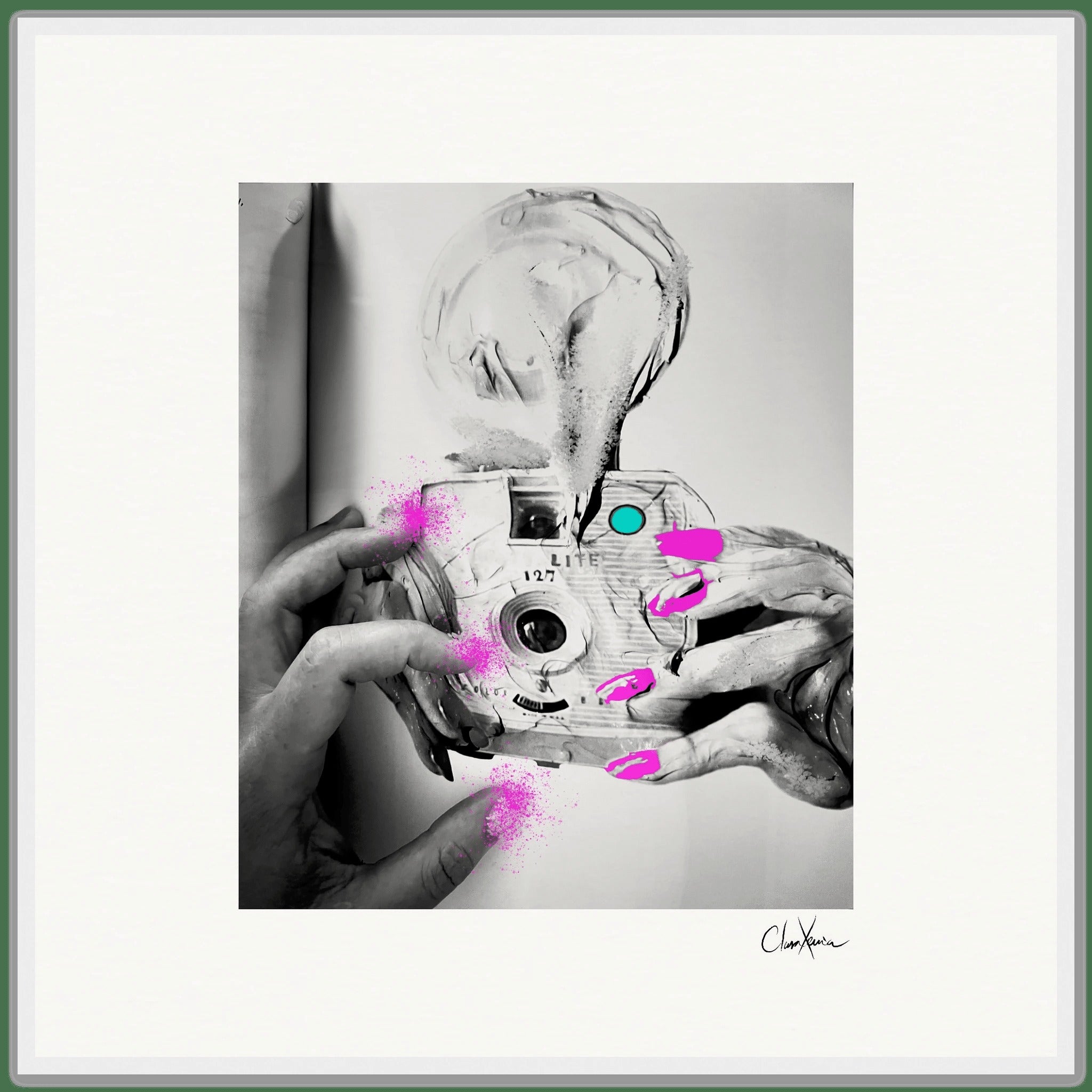 Synch'd Hands Framed print 70x70 cm / 28x28″ White frame