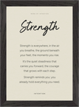 Strength Word of Intention Framed print 21x29.7 cm / 8x12" Black frame Linen paper