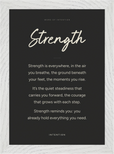 Strength Word of Intention Framed print 21x29.7 cm / 8x12" White frame Carbon paper