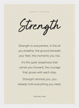 Strength Word of Intention Framed print 21x29.7 cm / 8x12" White frame Linen paper