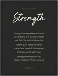 Strength Word of Intention Framed print 30x40 cm / 12x16″ Black frame Carbon paper