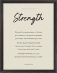Strength Word of Intention Framed print 30x40 cm / 12x16″ Black frame Linen paper