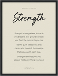 Strength Word of Intention Framed print 30x40 cm / 12x16″ Black frame Linen paper