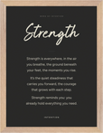 Strength Word of Intention Framed print 30x40 cm / 12x16″ Wood frame Carbon paper