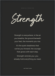 Strength Word of Intention Framed print 50x70 cm / 20x28″ Black frame Carbon paper
