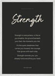 Strength Word of Intention Framed print 50x70 cm / 20x28″ White frame Carbon paper