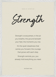 Strength Word of Intention Framed print 50x70 cm / 20x28″ White frame Linen paper