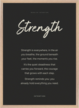 Strength Word of Intention Framed print 50x70 cm / 20x28″ Wood frame Carbon paper