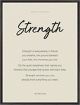 Strength Word of Intention Framed print 60x80 cm / 24x32″ Black frame Linen paper
