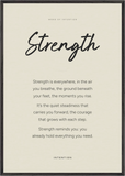 Strength Word of Intention Framed print 70x100 cm / 28x40″ Black frame Linen paper
