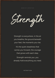 Strength Word of Intention Framed print 70x100 cm / 28x40″ Dark wood frame Carbon paper