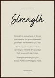 Strength Word of Intention Framed print 70x100 cm / 28x40″ Dark wood frame Linen paper