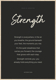 Strength Word of Intention Framed print 70x100 cm / 28x40″ Wood frame Carbon paper