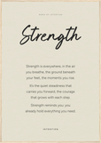 Strength Word of Intention Framed print 70x100 cm / 28x40″ Wood frame Linen paper