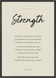 Strength Word of Intention Framed print A1 (59.4 x 84.1  cm) Black frame Linen paper