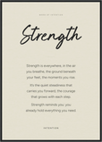 Strength Word of Intention Framed print A1 (59.4 x 84.1  cm) Black frame Linen paper