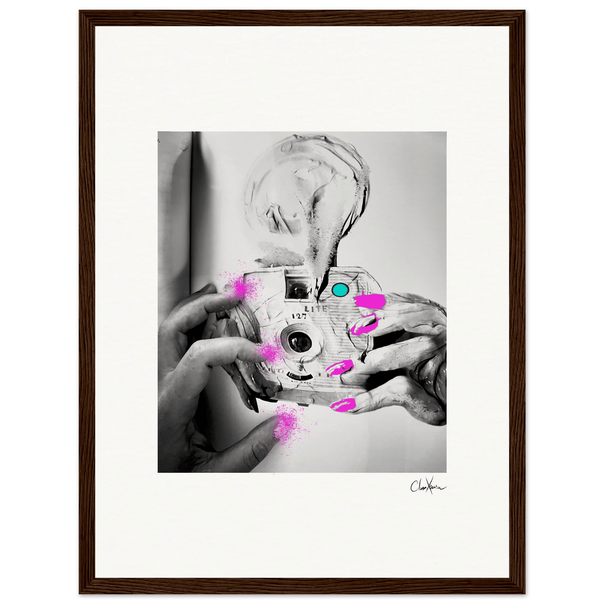 Synch'd Hands Framed print 30x40 cm / 12x16″ Dark wood frame 57