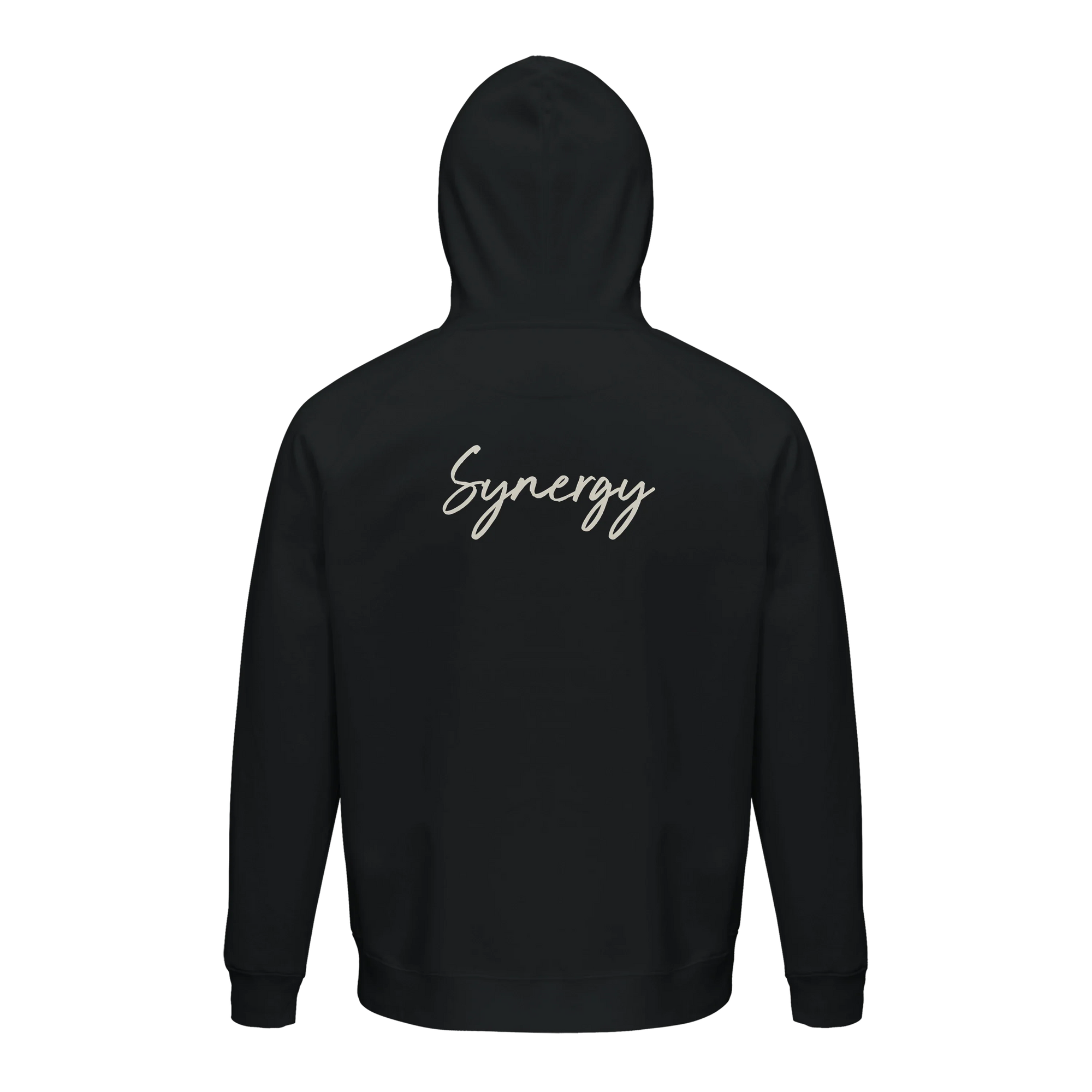 Synergy Synch'd Hands Organic Unisex Hoodie Black flat back