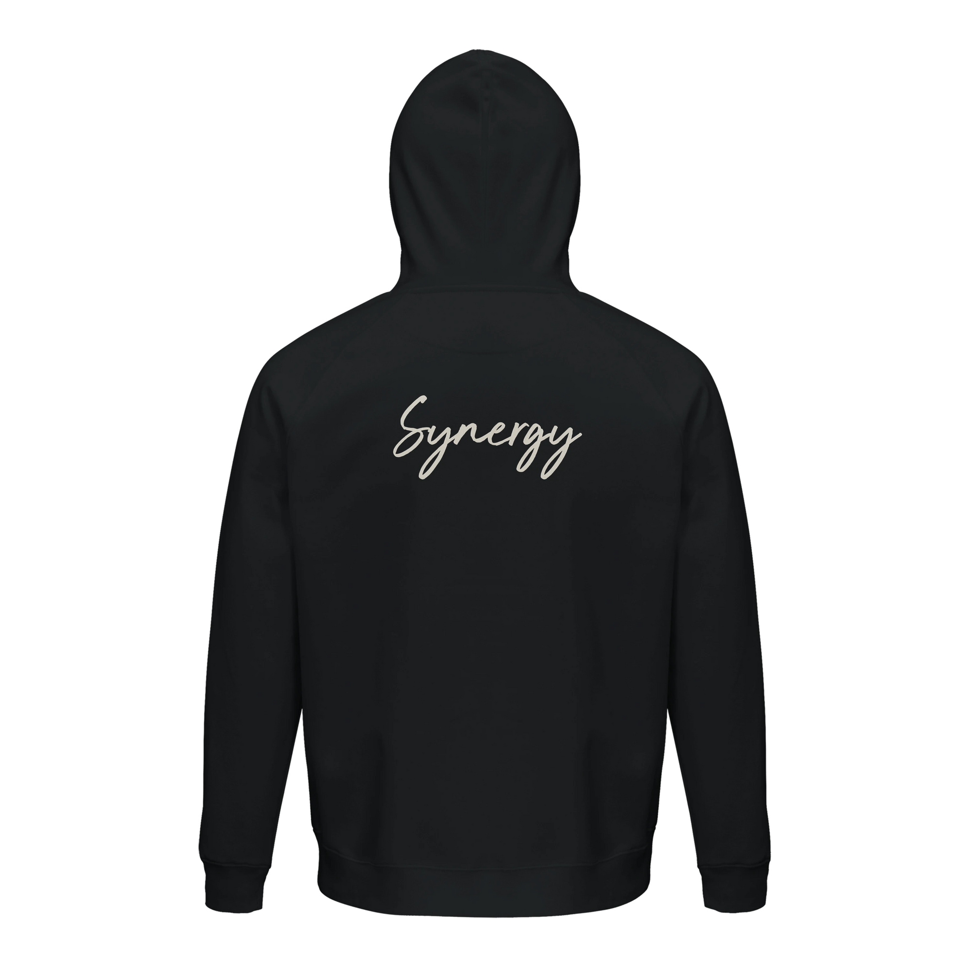 Synergy Synch'd Hands Organic Unisex Hoodie Black flat back