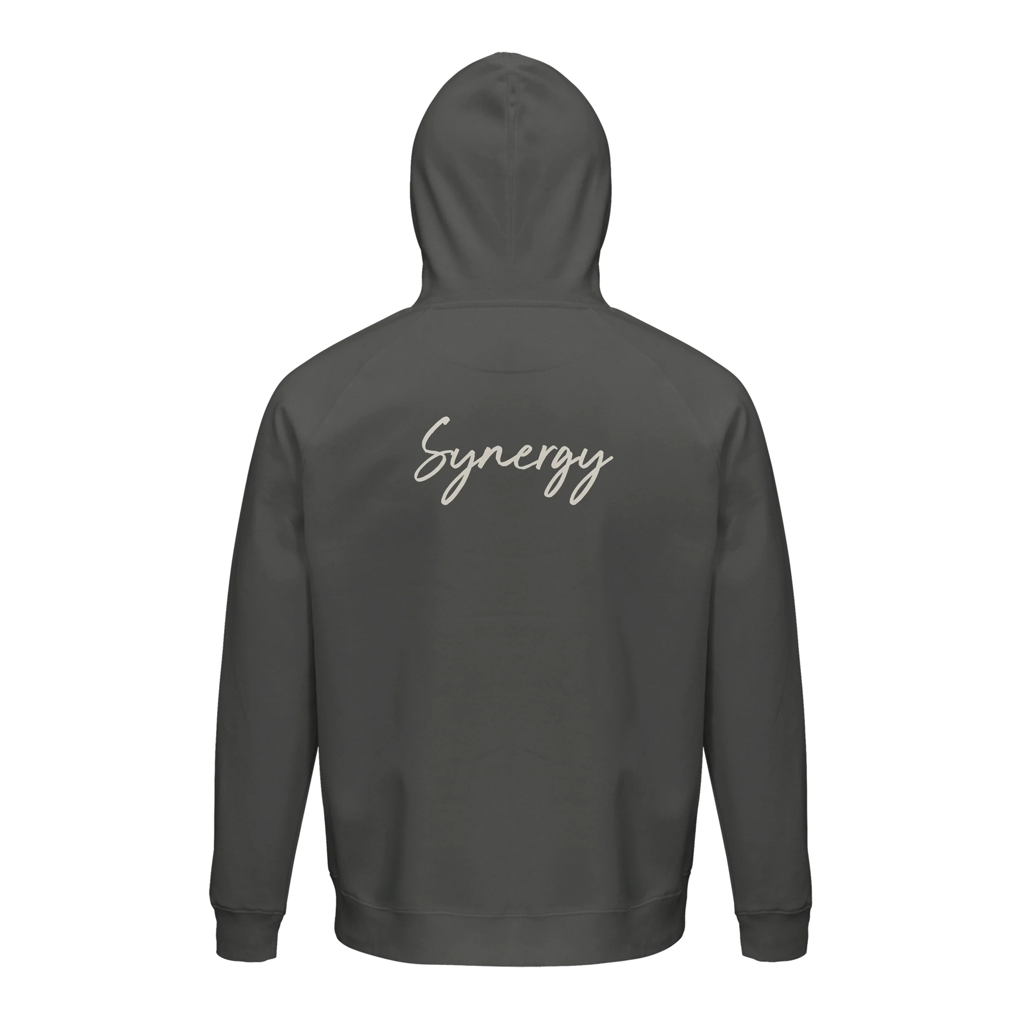 Synergy Synch'd Hands Organic Unisex Hoodie charcoal melange flat back