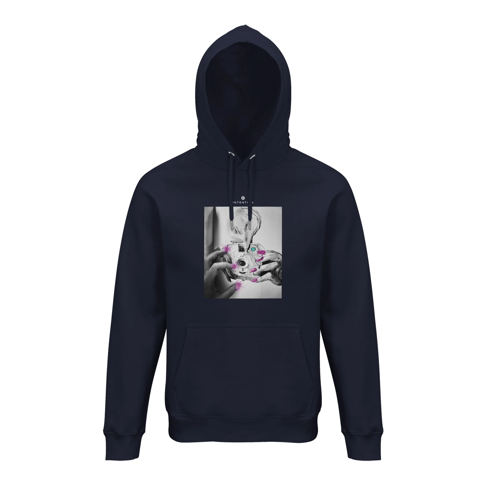 Synergy Synch'd Hands Organic Unisex Hoodie French Navy flat front