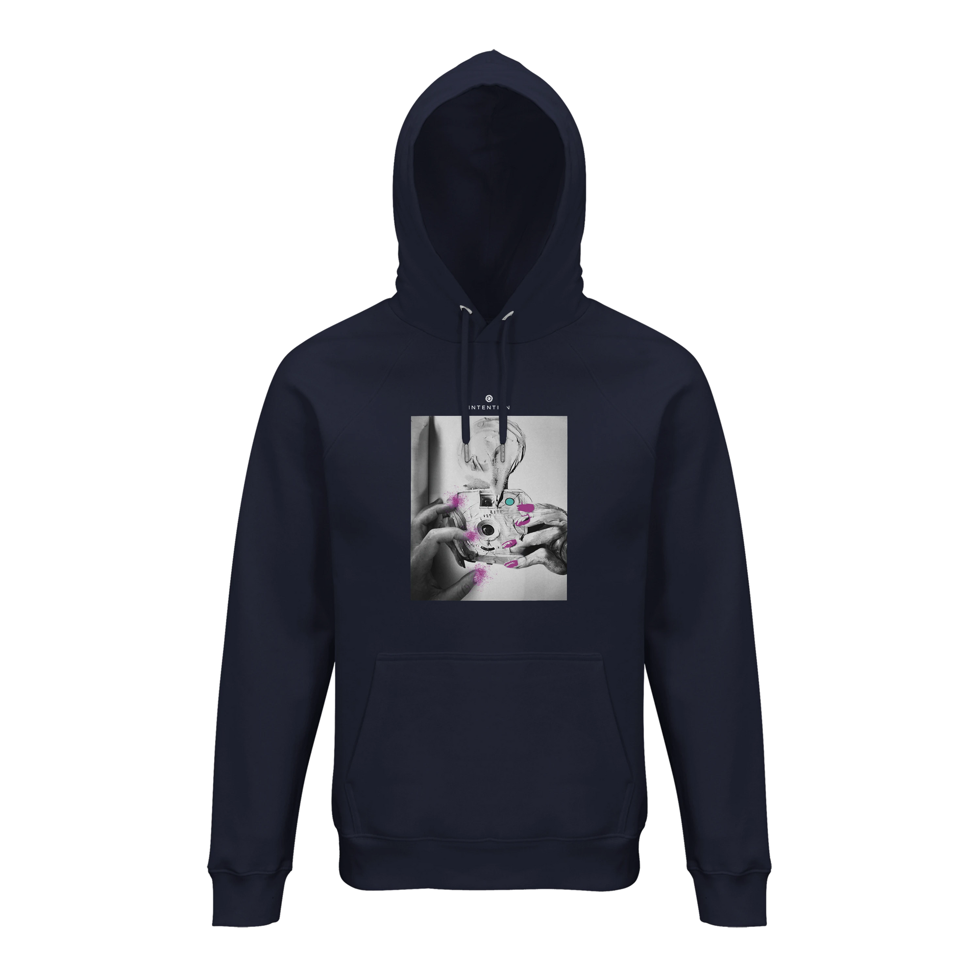 Synergy Synch'd Hands Organic Unisex Hoodie French Navy flat front
