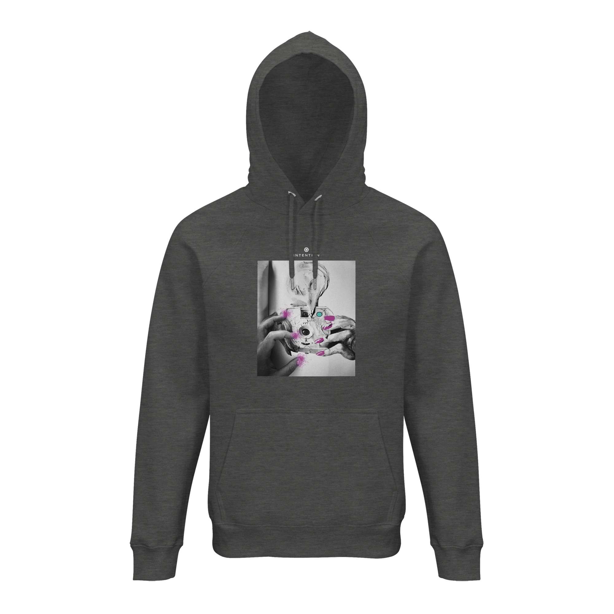 Synergy Synch'd Hands Organic Unisex Hoodie Grey Melange flat front