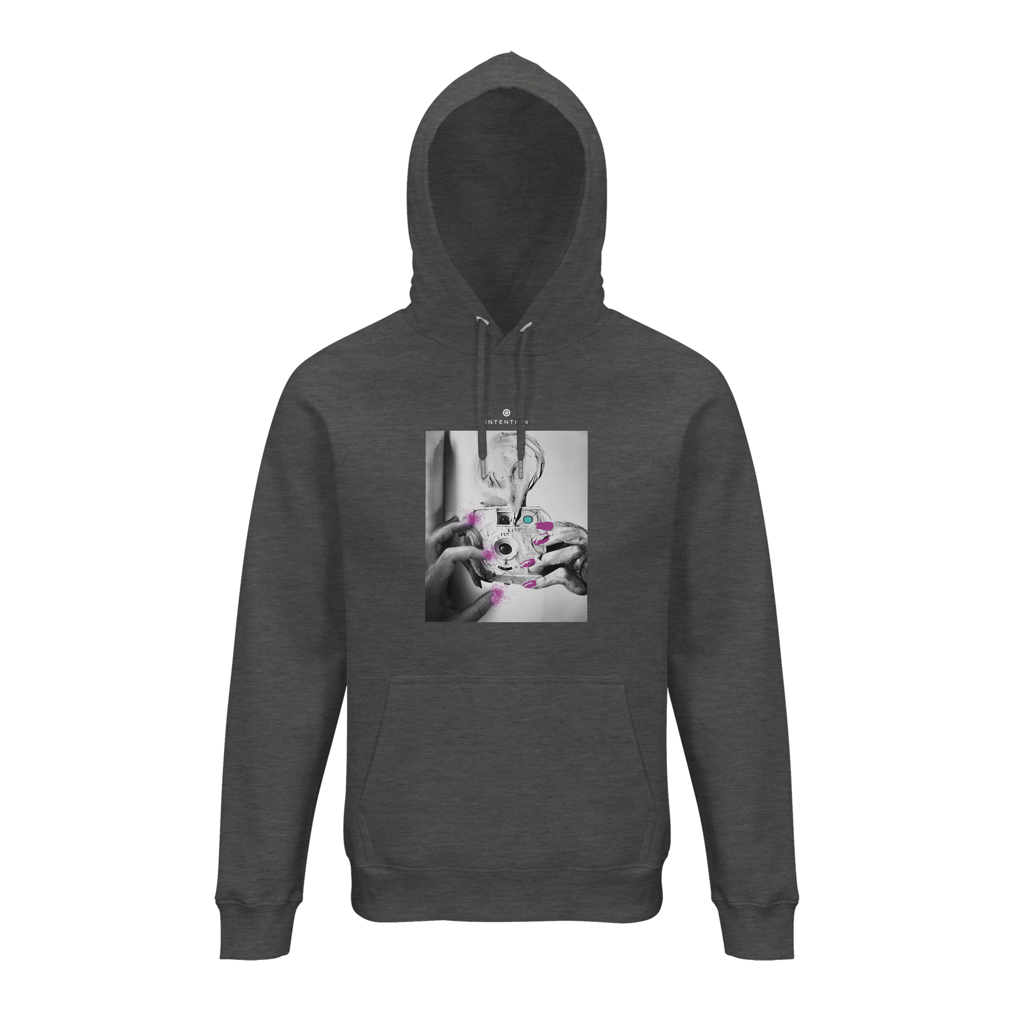 Synergy Synch'd Hands Organic Unisex Hoodie Grey Melange flat front