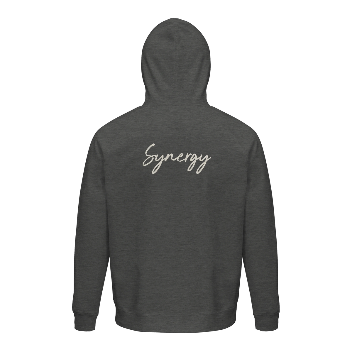 Synergy Synch'd Hands Organic Unisex Hoodie Grey Melange flat back