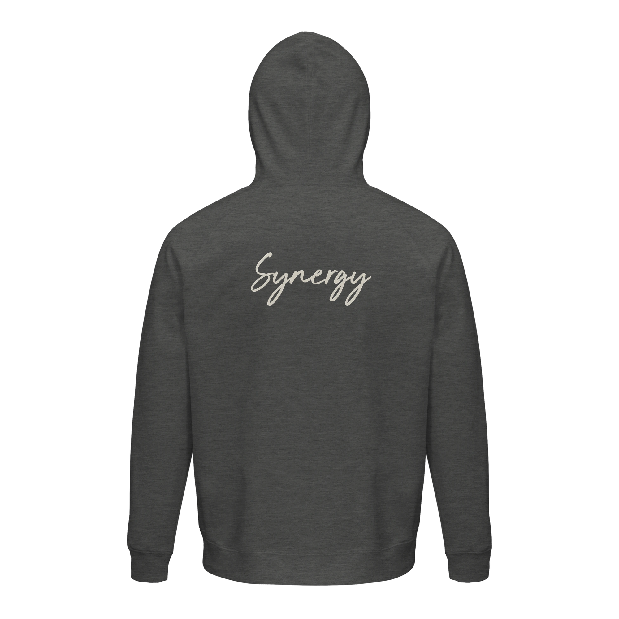 Synergy Synch'd Hands Organic Unisex Hoodie Grey Melange flat back