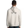 Synergy Synch'd Hands Organic Unisex Hoodie Off White model back